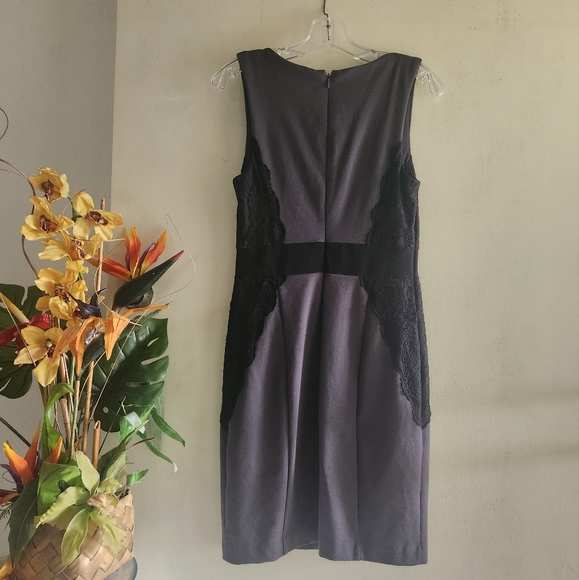 Jennifer Lopez Black Lace V-Neck Sleeveless Size 4 EUC Gray Dress - Picture 7 of 13